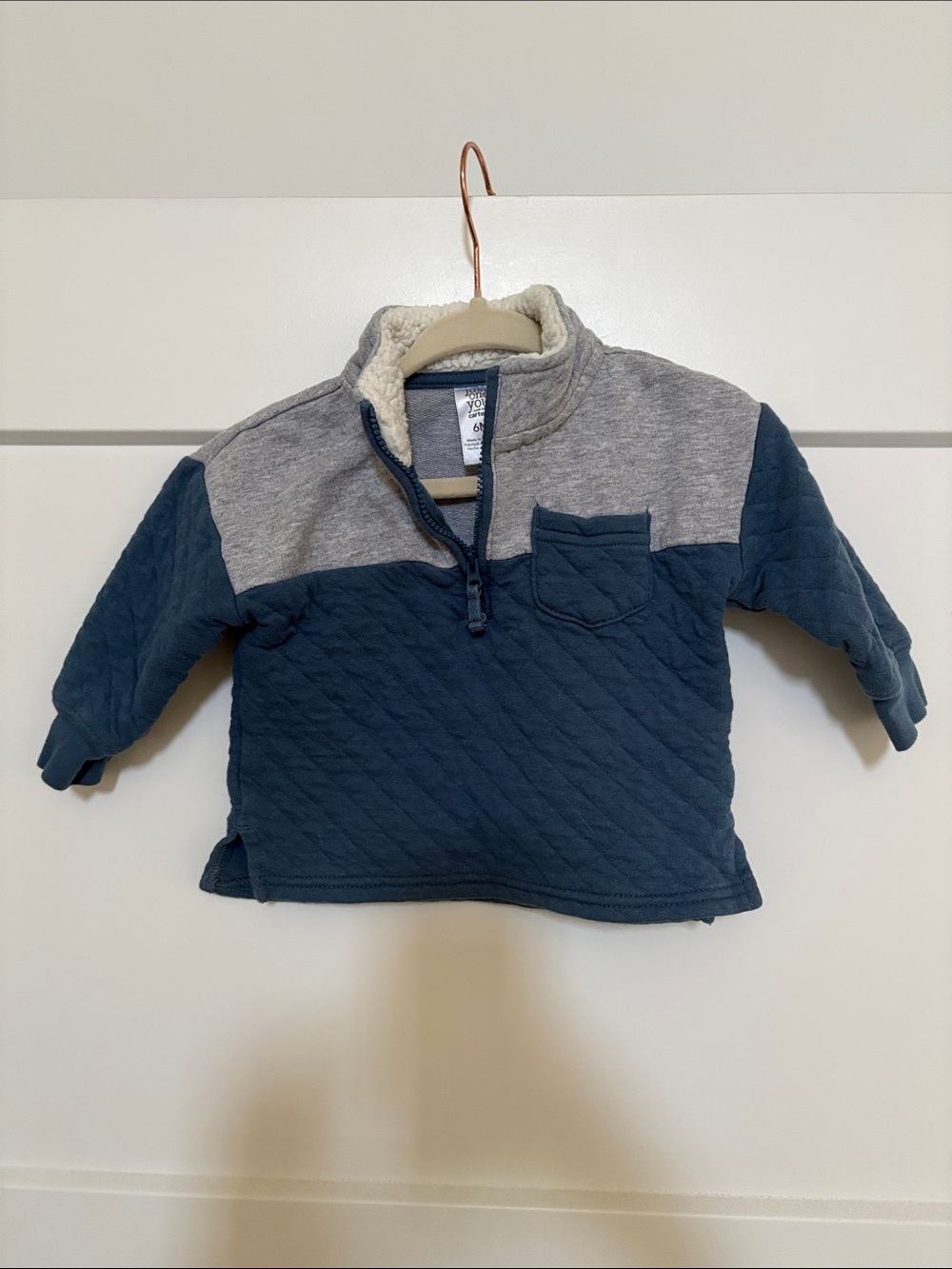 Carter’s Baby Boy Quilted Blue & Gray Pullover Sweatshirt 6M